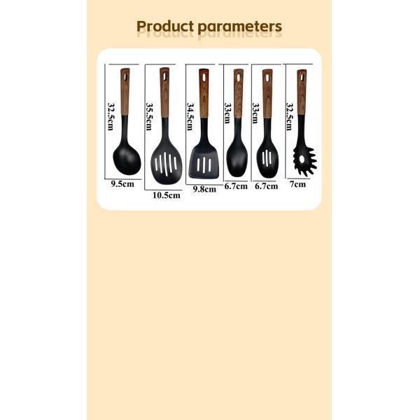 ODM or OEM Accepted 6-Piece Kitchen Utensils Set With Rotating Stand and Nylon ABS Handle