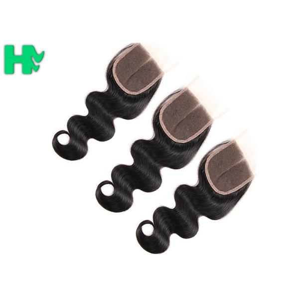 Body Wave Human Hair Closure Pieces , Middle Part Remy Human Hair Extensions