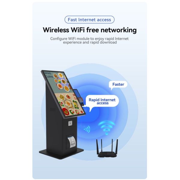 21.5 inch Desktop Self Ordering Pos Printer Ordering Kiosk Digital Restaurant Menu Self Payment Kiosks