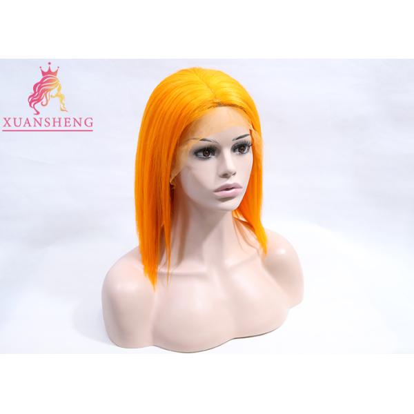 Fashionable Custom Human Hair Wigs Orange Wig , Raw Virgin Brazilian Hair