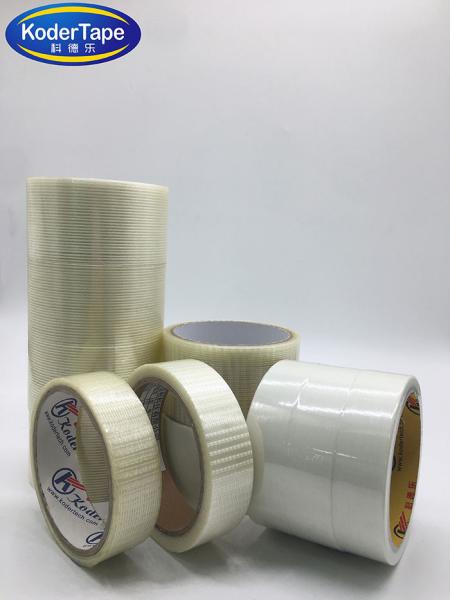 Heat Resistant PET Fiberglass Mesh Double Sided 500m Filament Strapping Tape