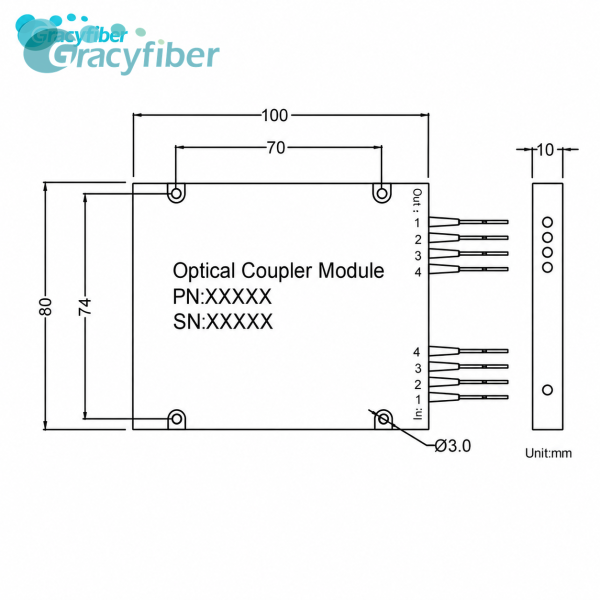 850nm 2x2 Fiber Optic Coupler 50/50 Polarization Maintaining Fiber Coupler Dual Axis Working