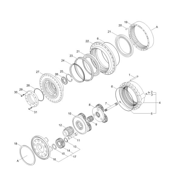 Durable Excavator Gearbox Carrier Assembly ZTAJ-00045  ZTAJ-00044