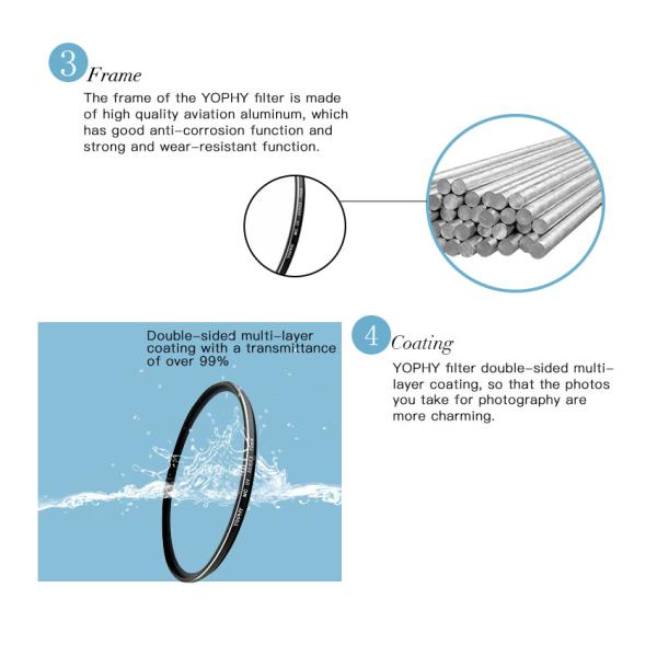 72mm Camera Lens UV Filter With Outer Frame Silver Linear Plating For DSLR Camera Lens