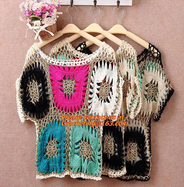 Crocheted pull over tops sexy for women summer shirt hollow out beach clothes biniki cover