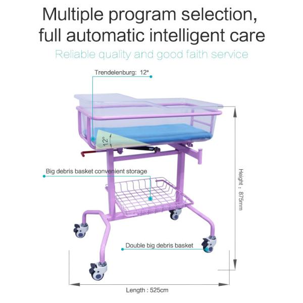 Casters Single Function Metal Baby Medical Bed Plastic Newborn Pediatric Bed Manual Babies Children Hospital Crib