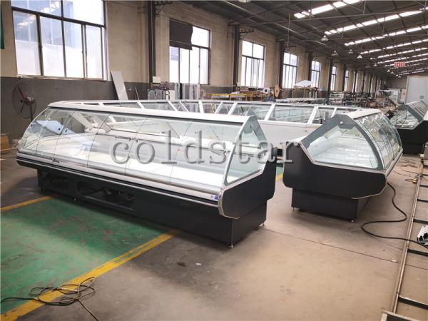 Supermarket deli display case cooked food self-service display refrigerator with sliding glass door