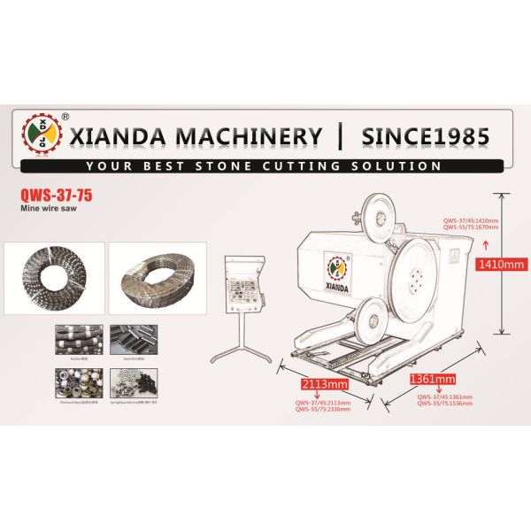 Granite Marble Quarry Stone Diamond Wire Saw Cutting Machine PLC Controlled High-Power Motor Construction Use