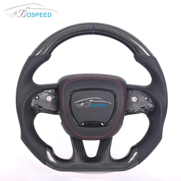 Black Interior Dodge Carbon Fiber Steering Wheel Challenger Perforated Leather