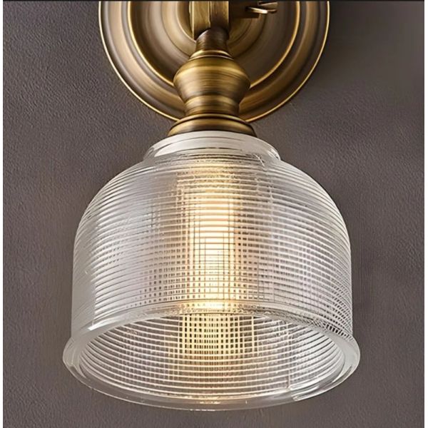 Clear Glass Indoor Parlor Bedside Stairs Hotel Lighting Old Copper Wall Lamp (WH-VR-129)