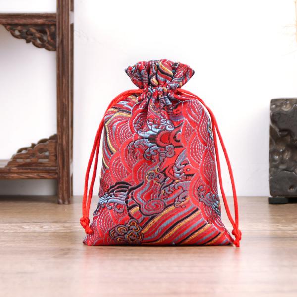 Customized Color Chinese Style Brocade Drawstring Bag for Customized Logo Jewelry Pouch