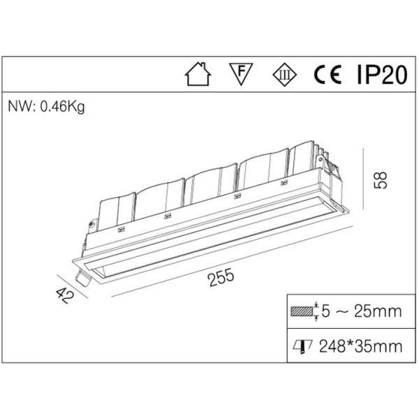 21 Watt LED Wall Washer Lights 10 Head Warm White 3000K CRI90