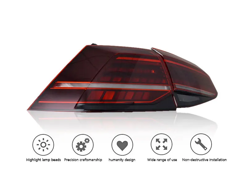 Заднее освещение для Volkswagen Vw Golf 7 13-21 Ретрофит 7.5 поколения Full Led Rear Tail Light Flow Рулевое управление