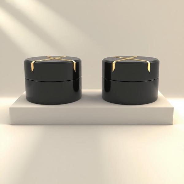 Factory-Direct 30ml 50ml 100ml 120ml Cosmetic Glass Black Luxury Round Lotion Pump Bottle and Jar Set-OEM