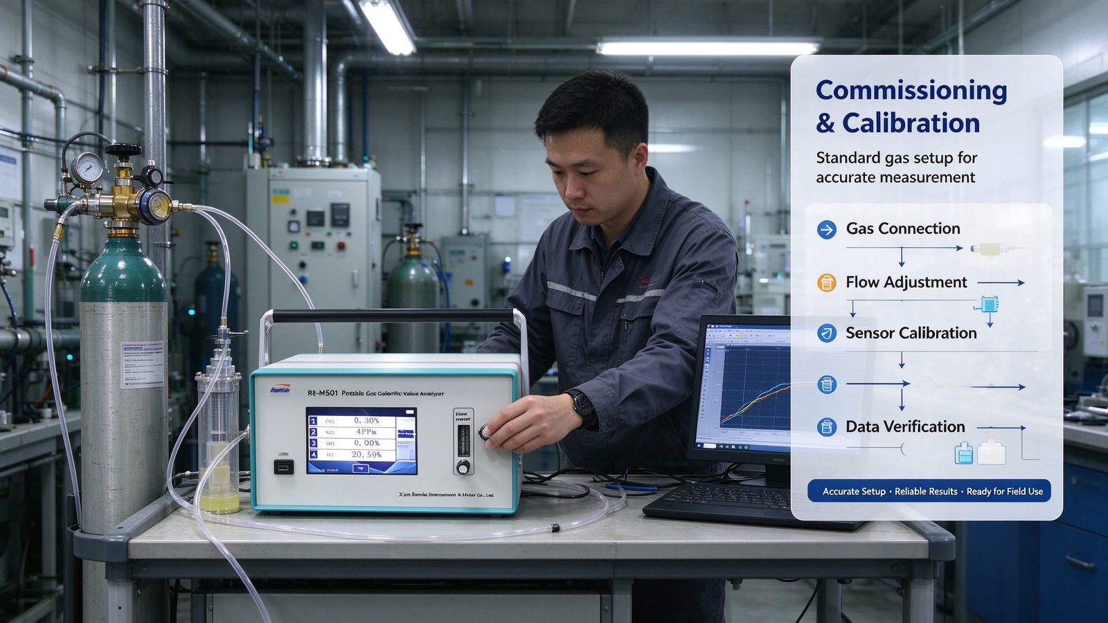 Metal Portable Multi Gas Analyzer Calorific Value Gas Analyzer For CO CO2 H2 O2 CH4