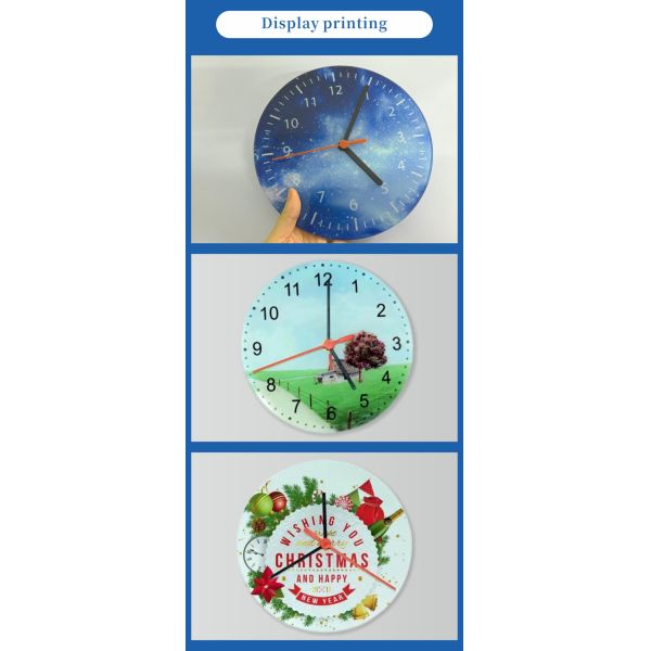 ZELOYAUT Sublimation Glass Round Clocks Blank Wall Glass Clock DIY Personalized Custom Logo Print Sublimation Blanks