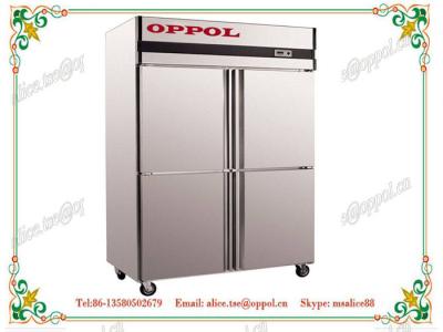 OP-515 Fan Cooling Four Doors Stainless Steel Restaurant Fridge with Wheels