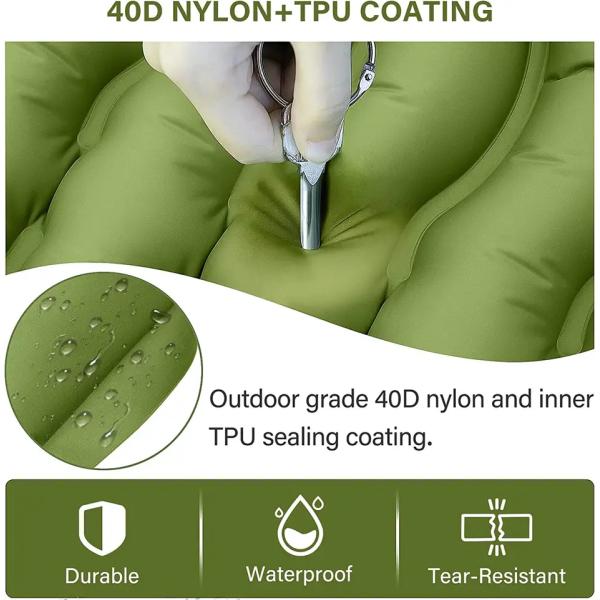 Rectangle Camping Sleeping Pad with Built-in Foot Pump and Pillow Lightweight Design