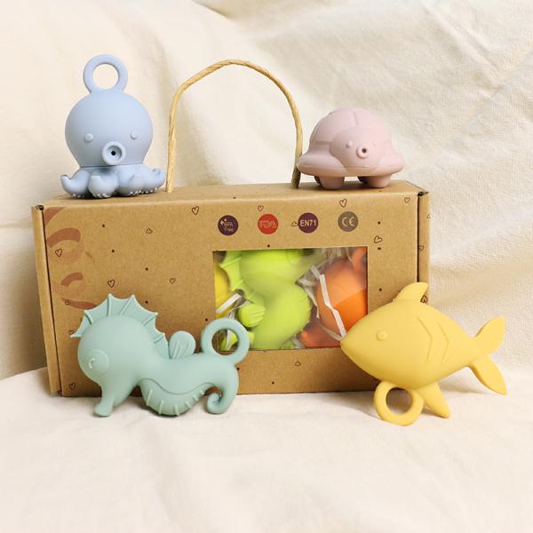 Animal Shape Silicone Bath Toys Spraying Water For Toddler Kids Gift