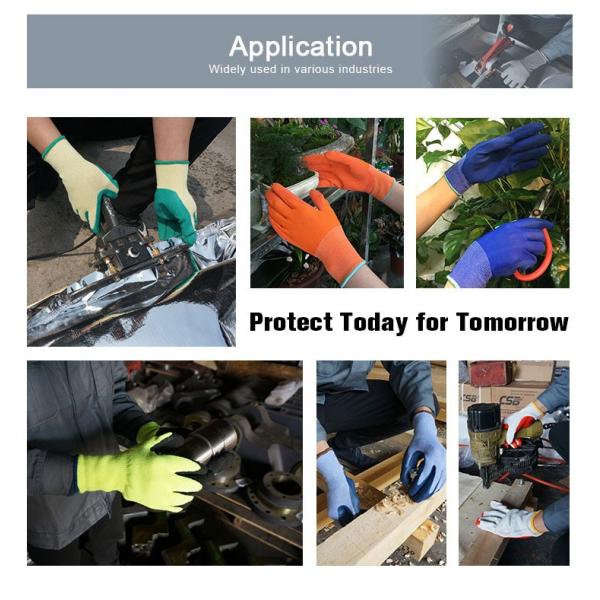 le latex du jaune 13G a enduit la taille adaptée aux besoins du client de tricotage élastique d'extension élevée de gants