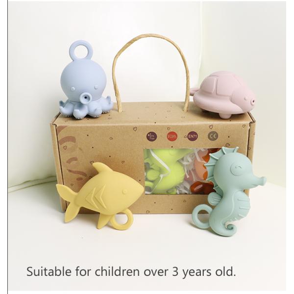 Jouets de bain flottants en silicone pour enfants, sans BPA, qualité alimentaire