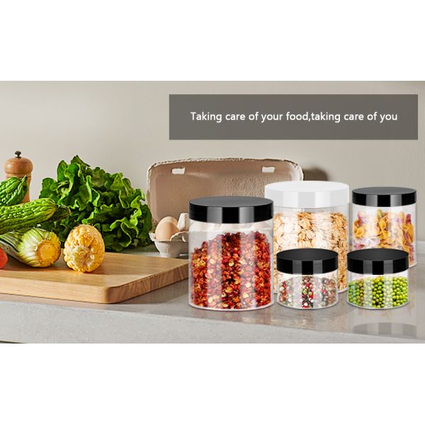 Clear Plastic Jars 32oz 12Pack Big Round PET Plastic Containers With Black Screw On Lids Reusable Empty Storage Jars With Lid Clear Containers For Household And Kitchen Organizing