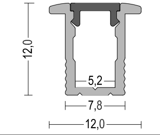 Recessed Aluminum LED Profile with  PC PMMA Cover  width12mm high12mm