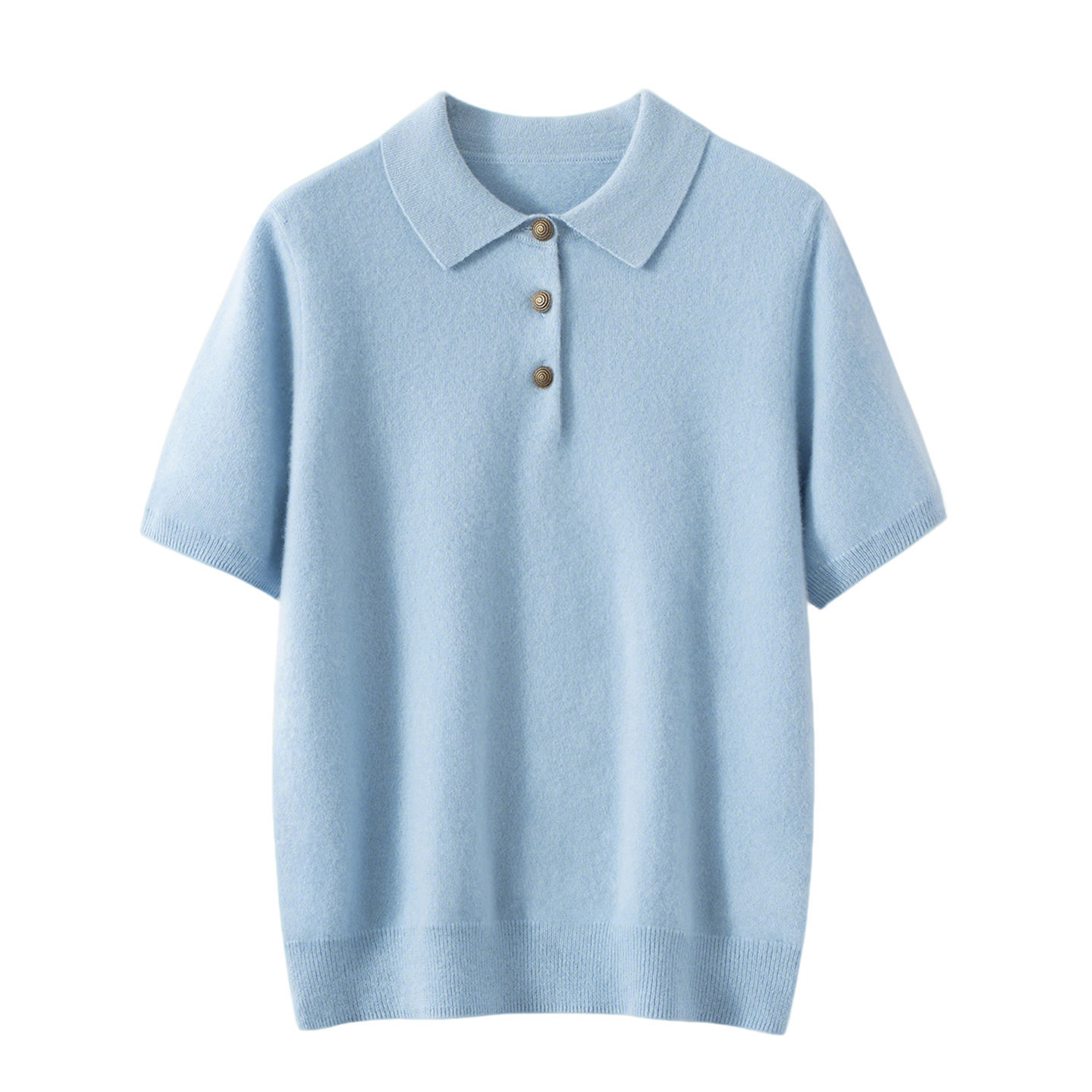 100% Cashmere Sweater Women's Knitted Short Sleeve V-neck Breathable T-shirt