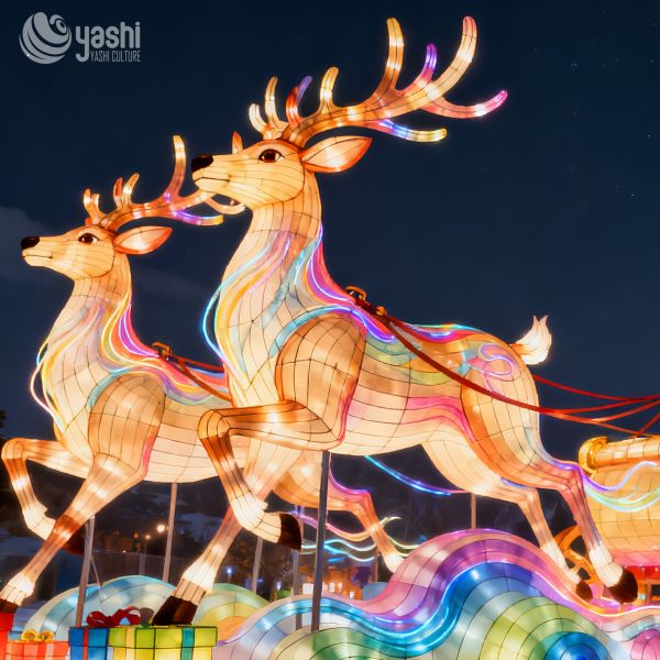Artificial Christmas Reindeer, Sleigh Decorative Lanterns, and Christmas Outdoor-themed Lanterns