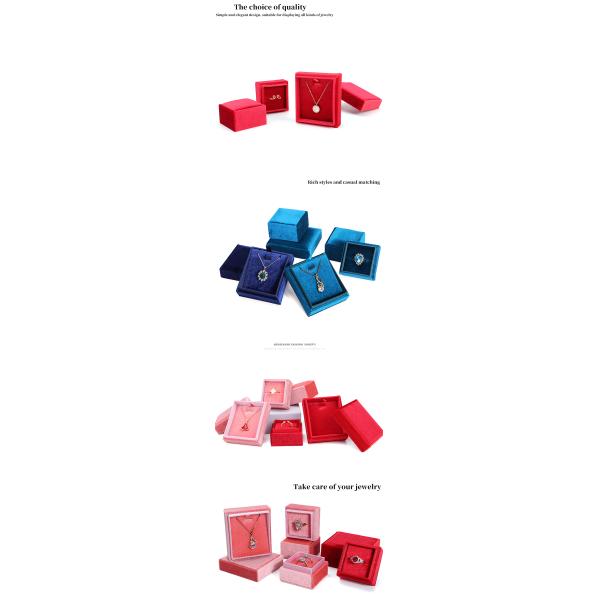 Light Blue Square Ring Storage Box for Customized Size Velvet Jewelry Display in Velvet
