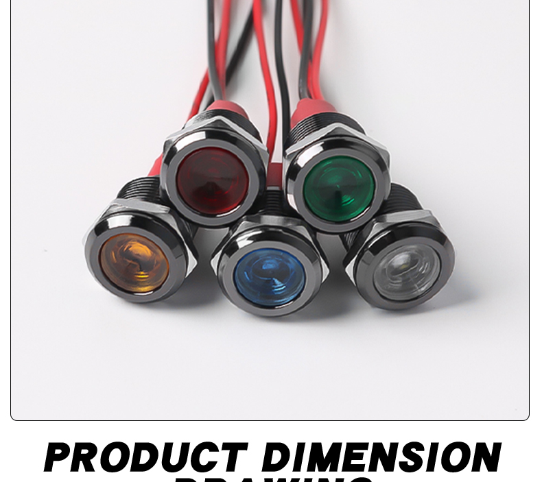 Versatile 12mm Black Metal LED Indicator Lights Oxidized and Durable Compatible with 3V 6V 12V 24V 110V 220V