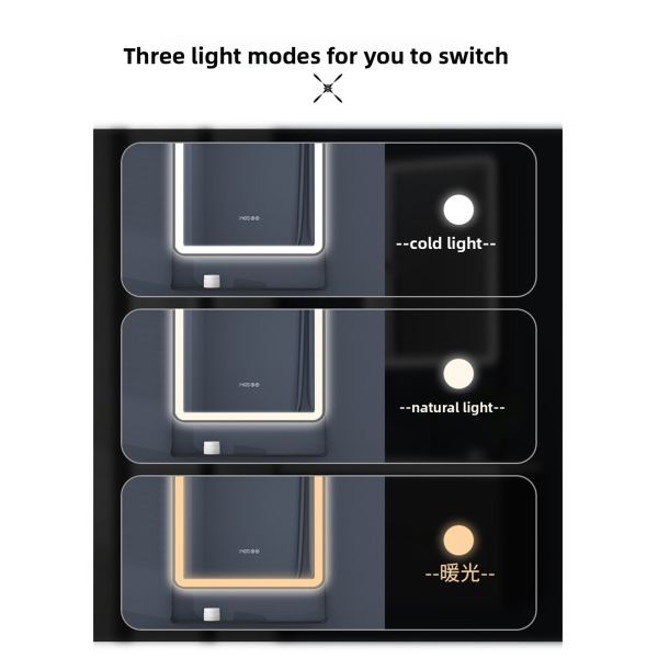 Modern LED Bathroom Vanity Mirror Touch Switch Wall-Mounted Illuminated Shelf for Storage for Apartment Villa Decor Makeup