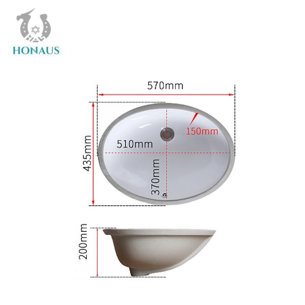 Customized 10L-15L Oval Under Counter Wash Basin Children'S Inset Countertop Basin