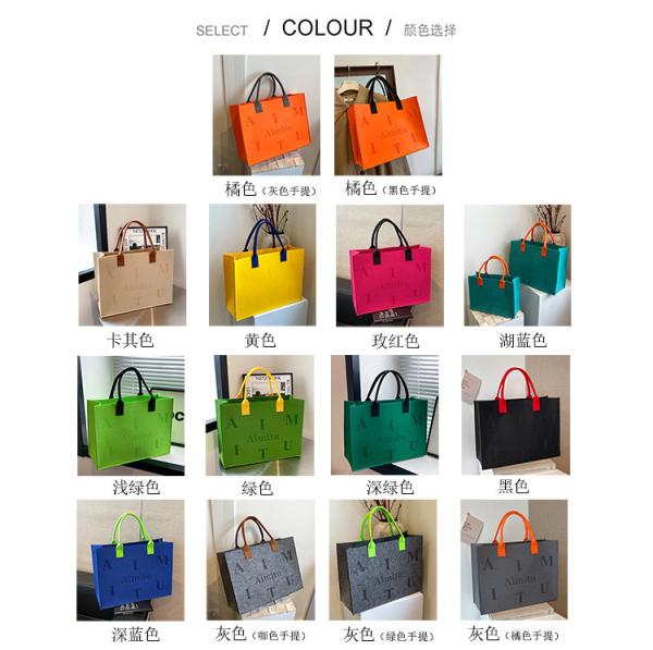Factory Supply New Style Fashion Hand Bags Shopping Handbag Felt Customized Multi-Pocket Handbag Felt Tote Bag Eco-Friendly Cotton Felt Handle Beautiful Striped