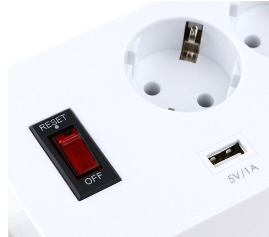 250V 4000W French Plug Electrical Extension Cord With USB Smart Sockets