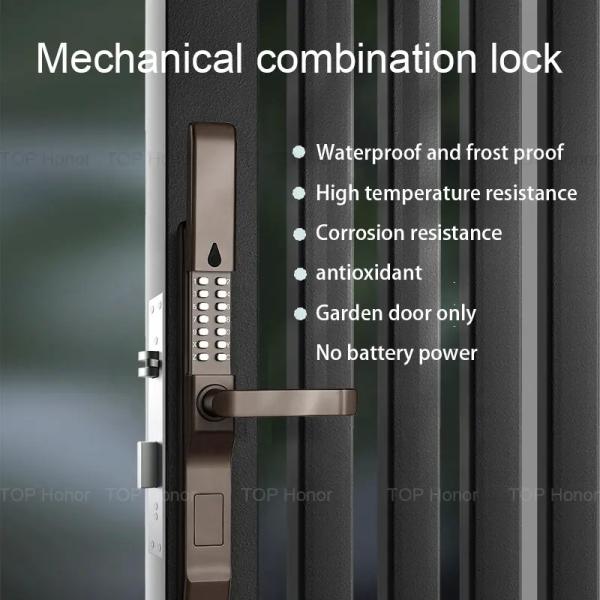 Aluminium Waterproof Door Handle Smart Lock Anti Freezing Outdoor Sliding Door Lock