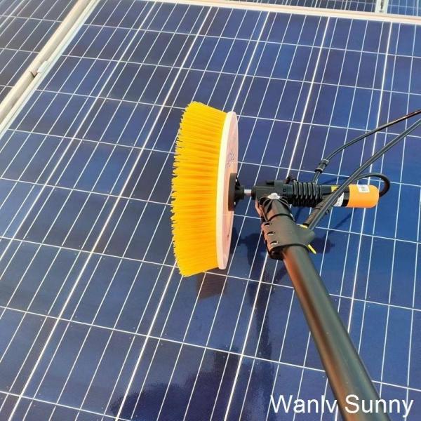 Portable Electric Single Head Brush for Solar Panel Cleaning and 3.5 Meters Telescopic Handle