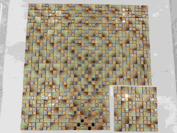 Mixed Color Gold Plating Mosaic Glass Wall Tiles 300x300mm