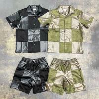Trajes de correr de verano personalizados de dos piezas con empalme chaqueta corta de cuero de alta calidad de tejido de casaca y trajes de cuero hombres