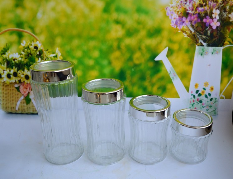 SET OF 4 PCS GLASS CANISTER