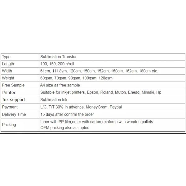 Бумага передачи тепла чернил сублимации A3 90gsm