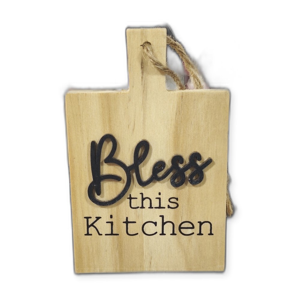 Wooden Bless This Kitchen Sign