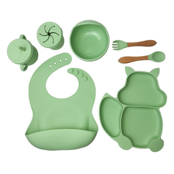 Squirrel Shape Suction Cup Plates And Bowls Silicone 6 Pcs OEM Food Grade