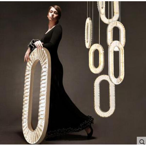 Staircase Crystal Light Long Chandelier Villa Duplex Floor Spiral Chain Staircase Chandelier（WH-NC-113)
