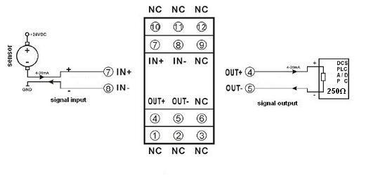 4-20mA to 4-20mA Passive Signal Isolated Converter 3000VDC  one in two out SIP12 CE approved