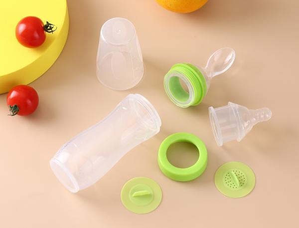 Baby Feeding Bottle With Spoon Suction Flexible Silicon Feeder Dropper Labels Squeeze Bottles For Babie