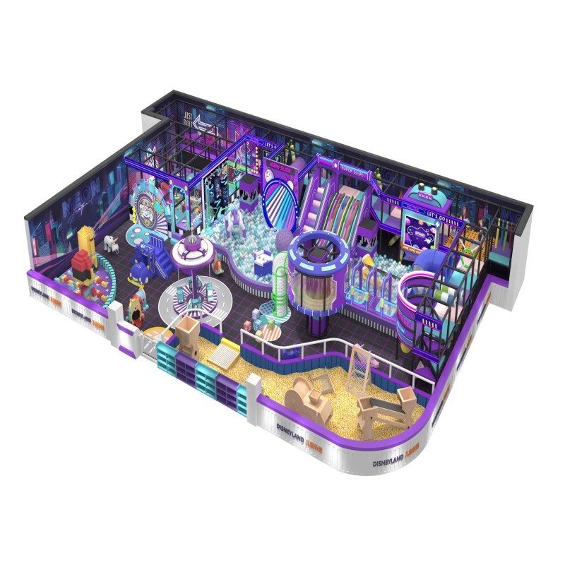 Futuristic Neon Space Theme Custom Indoor Playground Multi Sensory Gameplay for Kids Aged 3-14