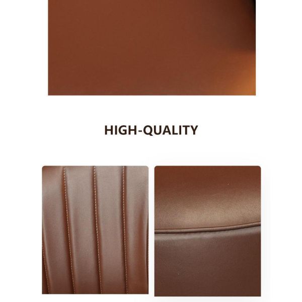 Retro Single Sofa Chair Balcony Leisure Backrest Chair Living Room Salon Comfortable Leather Seat Solid Wood Frame Accent Chair