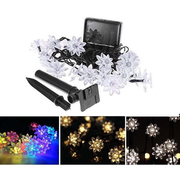 LED Lotus Solar String Lights for Holiday Decorations Color Changing Solar Garden Lights Holiday Decoration Light