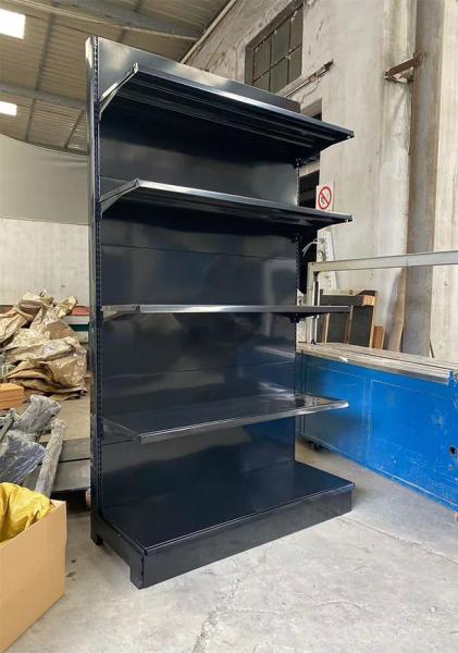 Factory Customized Size Thickness Color black store shelves shelving display gondola rack retail display racks